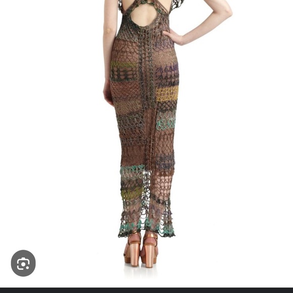 Free People Spun Fools Gold Crochet Dress.   RARE - Picture 4 of 11